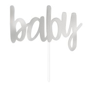 6" Baby Silver Cake Topper Pick 1ct