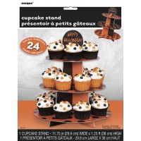 Orange & Black Dots Cupcake Stand - 15"H.