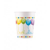 Happy Birthday Streamers Paper Cups 8ct