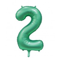 34" Satin Green Number 2 Foil Balloon