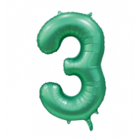 34" Satin Green Number 3 Foil Balloon