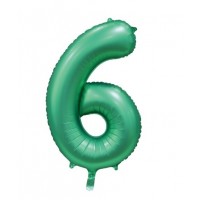 34" Satin Green Number 6 Foil Balloon