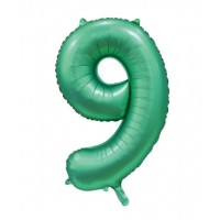 34" Satin Green Number 9 Foil Balloon