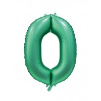 34" Satin Green Number 0 Foil Balloon