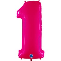Number 1 Shiny Pink 40" Foil Balloon