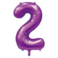34" Satin Purple Number 2 Foil Balloon