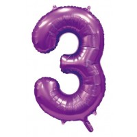 34" Satin Purple Number 3 Foil Balloon