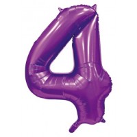 34" Satin Purple Number 4 Foil Balloon