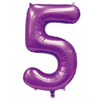 34" Satin Purple Number 5 Foil Balloon