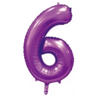 34" Satin Purple Number 6 Foil Balloon