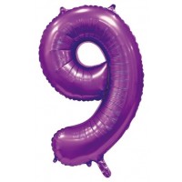 34" Satin Purple Number 9 Foil Balloon