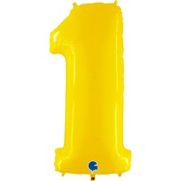 Number 1 Shiny Yellow 40" Foil Balloon
