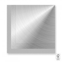Silver Metallic 3-ply Paper Napkins 33X33cm 20ct