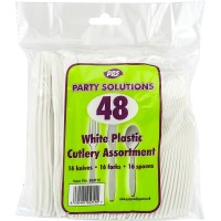 White Plastic Assorted Cutlery 48pc