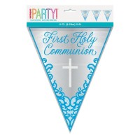 Blue First Holy Communion Flag Banner 9ft
