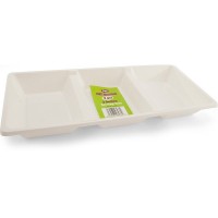 White Serving Tray with Compartments 38cmX17cm 2pcs