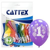 Age 1  Multicoloured Cattex 12" Latex Balloons 20CT