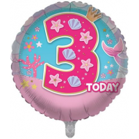 Age 3 Birthday Girl 18" Foil Balloon