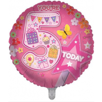 Age 5 Birthday Girl 18" Foil Balloon