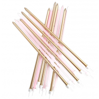 Extra Tall Candles Pastel Pink Metallic Mix with Holders 16ct