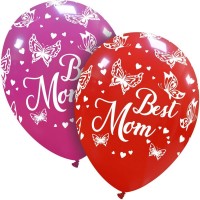 Best Mum Butterflies 12" Latex Balloons Superior 25ct