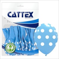 Big Polka Dots Sky Blue 12" Cattex Latex Balloons 20CT