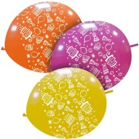 Birthday Presents 12" Latex Linking Balloons 25Ct