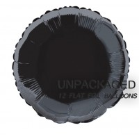 Black - Round Shape - 18" foil balloon (Pack of 12, Flat)