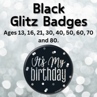 Black Glitz Badges