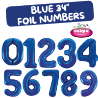 34" Blue Foil Numbers 0 to 9