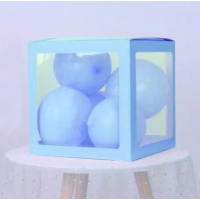 Blank Blue Transparent Balloon Boxes 30x30x30cm Pack of 4