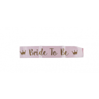 Bride Squad Satin Sash Pink With Gold Text 1Ct