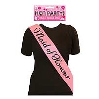 Sash Maid Of Honour Pink with Black Text