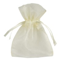 Small Organza Pouch 100 x 75mm Ivory - 10 per pack