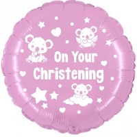 Baby Koala "On Your Christening" Pink 18" Foil Balloon UNPACKAGED