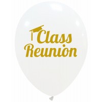Class Reunion Gold on White 12" Latex Balloons 25Ct