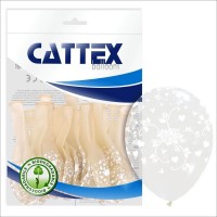 Clear Hearts and Roses 12" Cattex Latex Balloons 20CT
