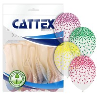 Clear with Multicolor Confetti Print Cattex 12" Latex Balloons 20CT