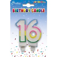 Rainbow Age 16 Birthday Candle