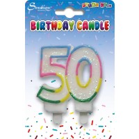 Rainbow Age 50 Birthday Candle