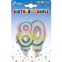 Rainbow Age 80 Birthday Candle