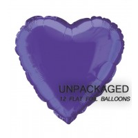 Deep Purple - Heart Shape - 18" foil balloon (Pack of 12, Flat)