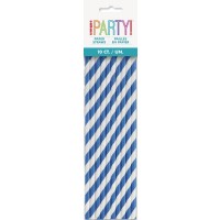 Royal Blue Stripe Paper Straws 10ct