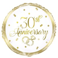 Happy 30th Gold Anniversary 18" Foil Balloon