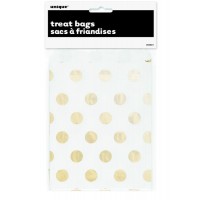 Gold Dots Paper Treat Bags 8ct
