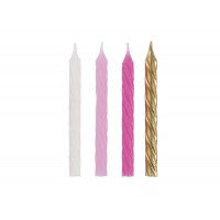 PINK, WHITE & GOLD SPIRAL CANDLES (24ct) - Pack of 12