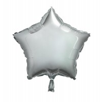 Silver - Star Shape - 18" foil balloon (Pack of 12, Flat)