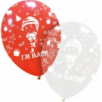 Elf - I'M BACK Red and Clear 12" Latex Balloons 50Ct