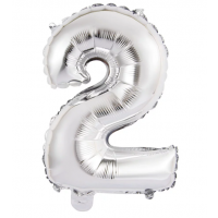 14" Silver Numeral 2 Foil Balloon