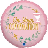 On Your Communion Pink 18" Foil Balloon
